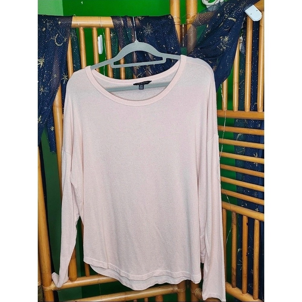 Lucky Brand Light Pink Soft Knit Long Sleeve Slouchy Pullover Top Womens Medium
